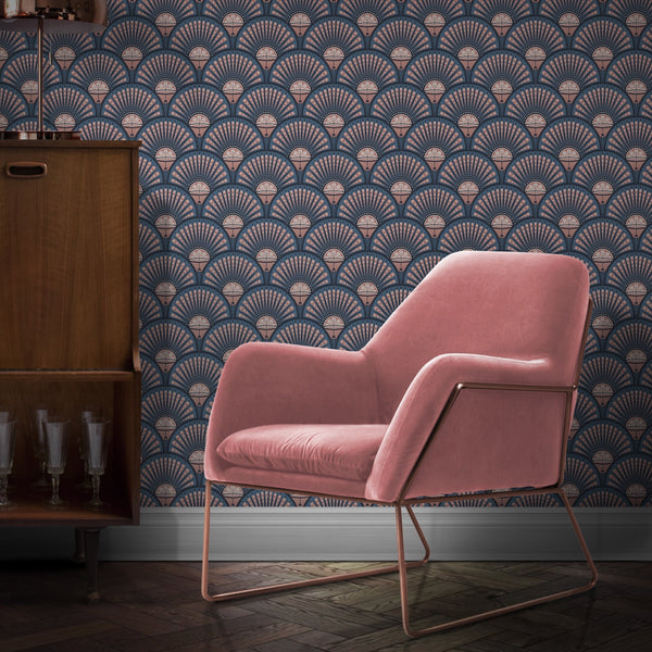 Deco Martini Blush Wallpaper by Divine Savages - joyfulwallpapercompany.com