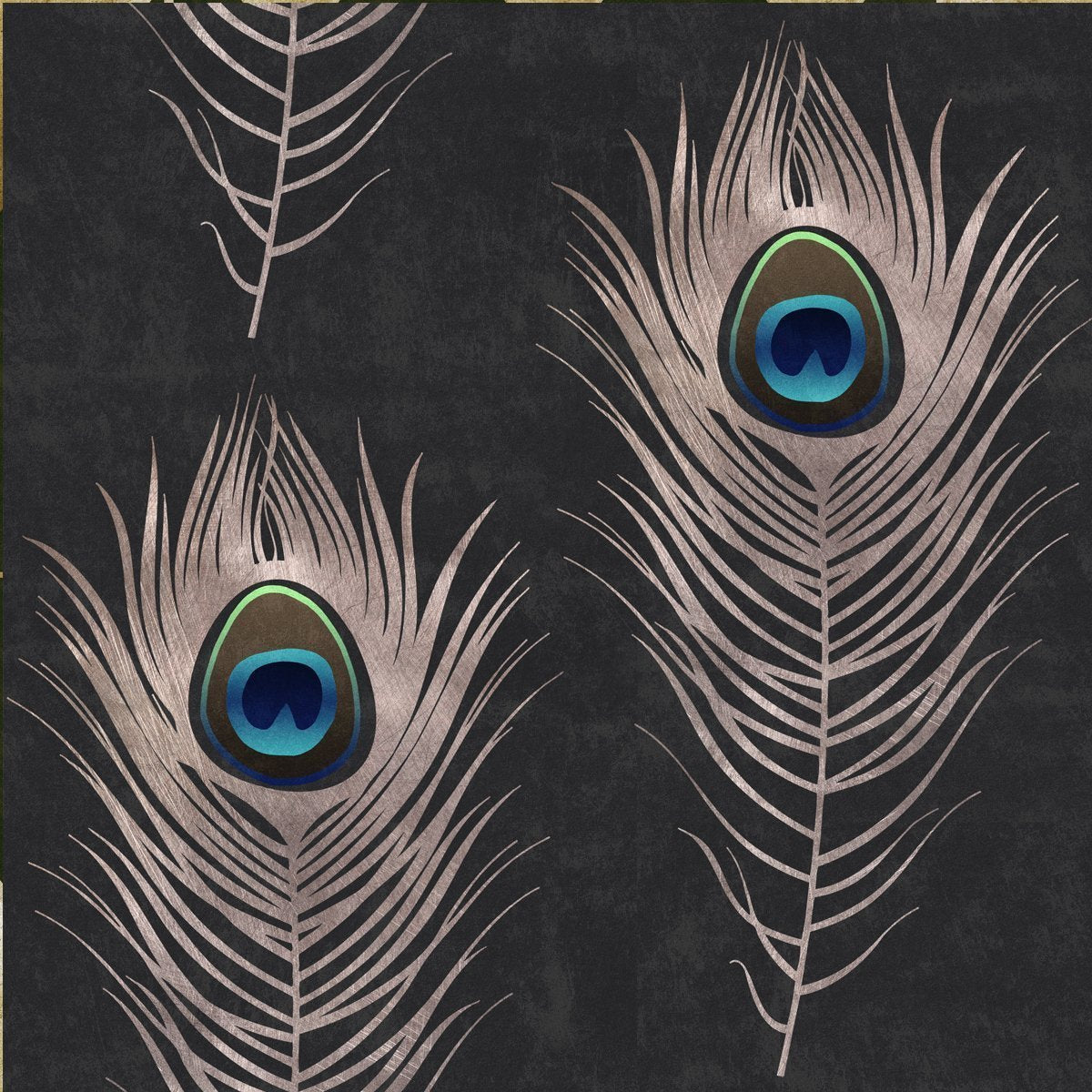Blue and Green Peacock feather wallpaper for Living Rooms  Paper Plane  Design