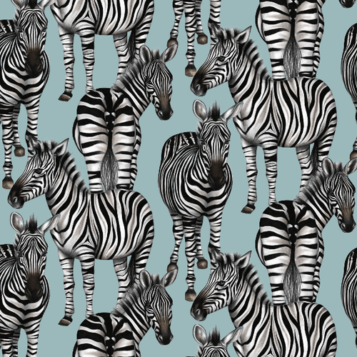 Zebra Print Fabric by the Yard, Black and White Zebra Herd Animal