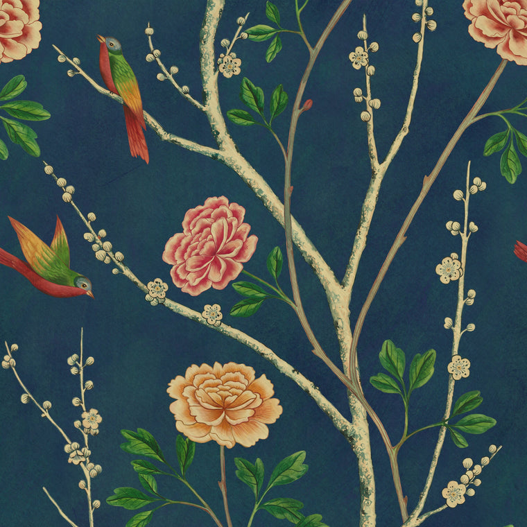 Muriva Catherine Lansfield Canterbury Floral Blue 165505  Wallpaper Central